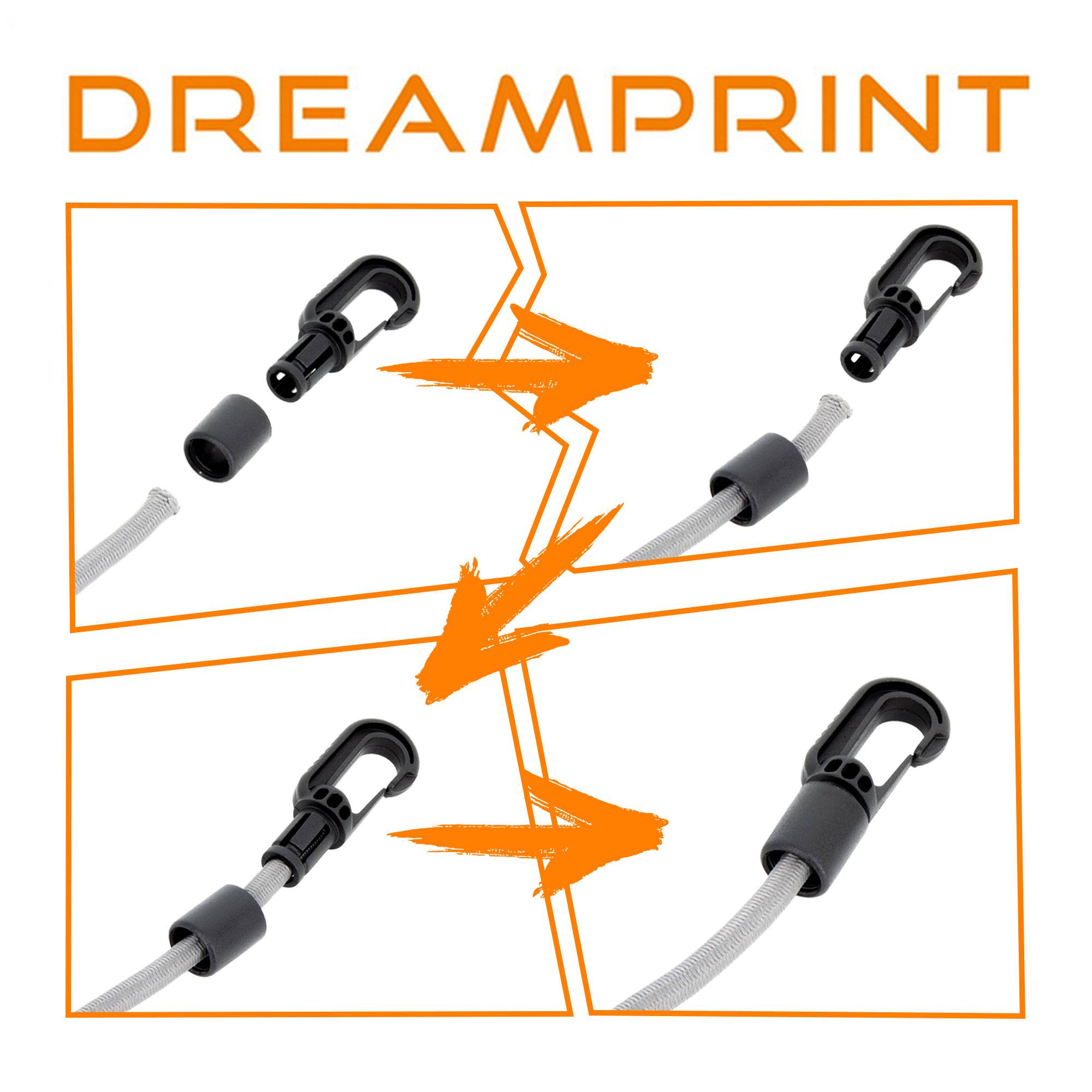 Dreamprint 50x Kunststoffhaken Autolock Haken Spannfix Spanner Karabiner Karabinerhaken Kunststoff Schwarz für 8 mm Expanderseil Expander Gummiseil