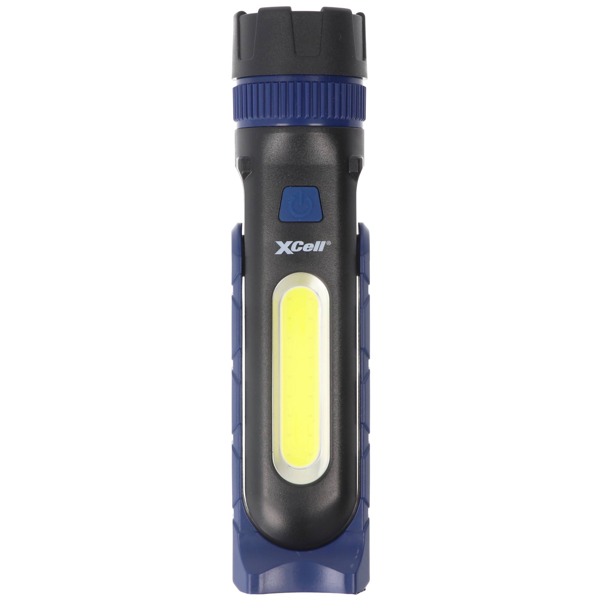 XCell Work Hochleistungs LED-Taschenlampe 2in1, Arbeitsleuchte, inkl. 3x Micro AAA Batterien
