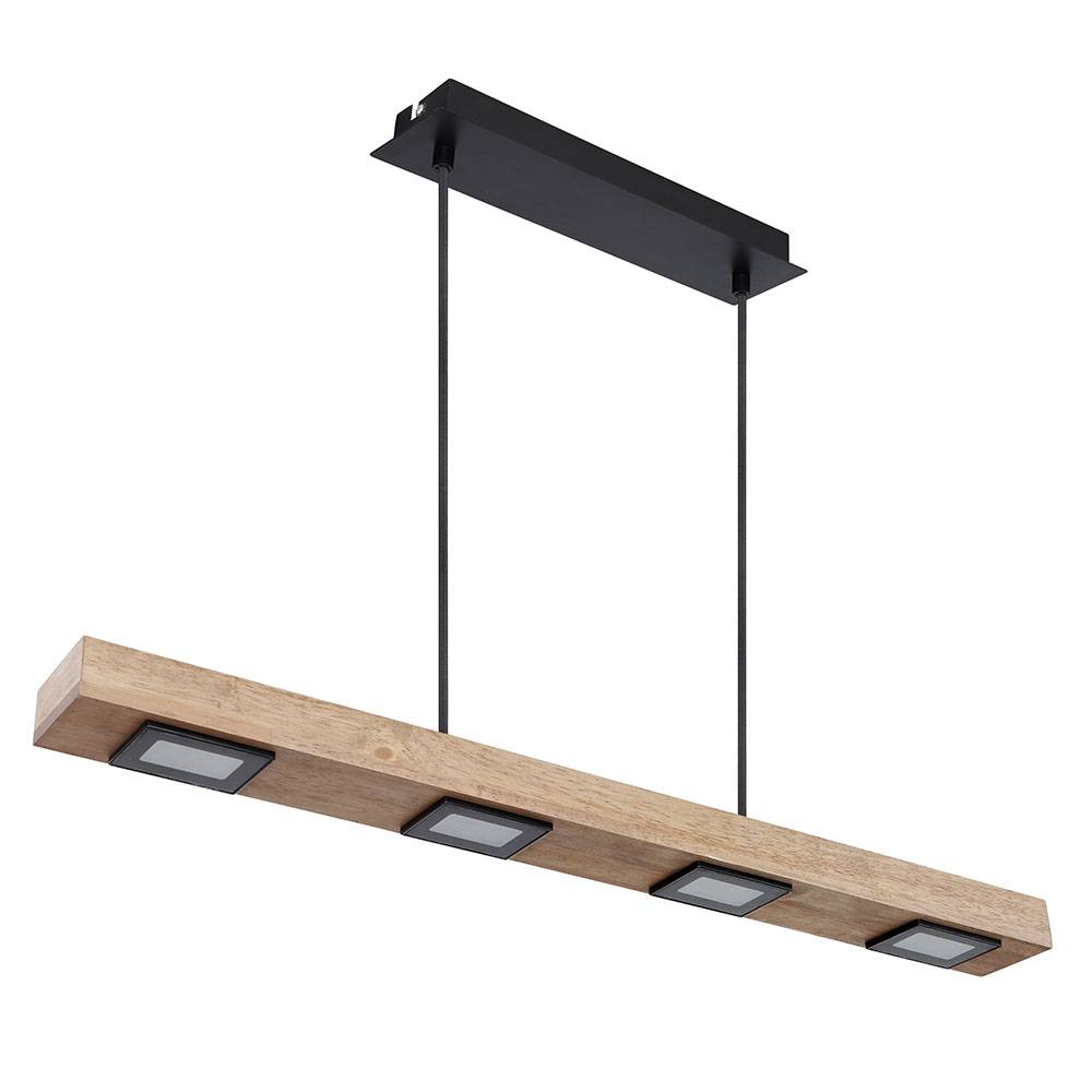 Pendelleuchte Holz Rustikal LED Hängeleuchte Esstisch Holzleuchte 6 flammig, Backlicht, schwarz dunkelbraun, 5W 390Lm warmweiß, LxBxH 75x8x120 cm