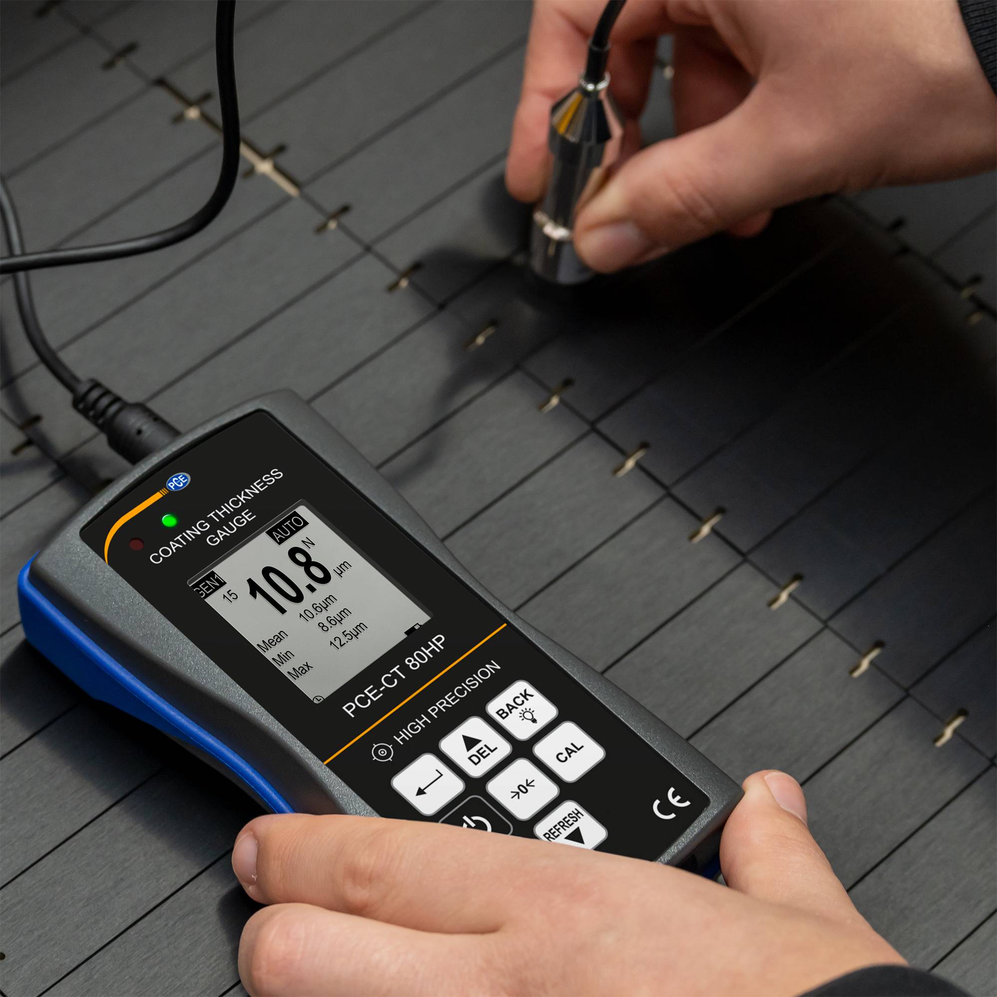 PCE Instruments Schichtdickenmessgerät PCE-CT 80HP-FN2-ICA inkl. ISO-Kalibrierzertifikat |0…2000 µm Fe/NFe |Software