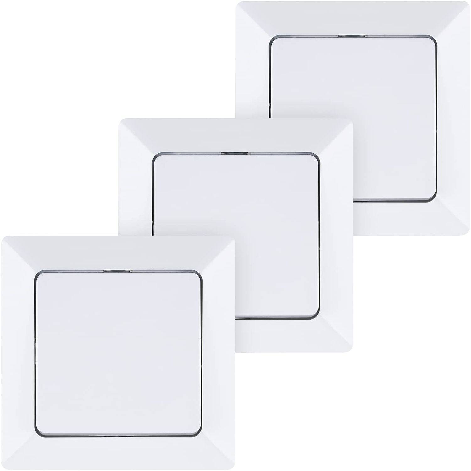 3x Heitech Unterputztaster in Weiß Taster 250 V AC, 10 A, IP20 inkl. Rahmen, Unterputzeinsatz & Abdeckung