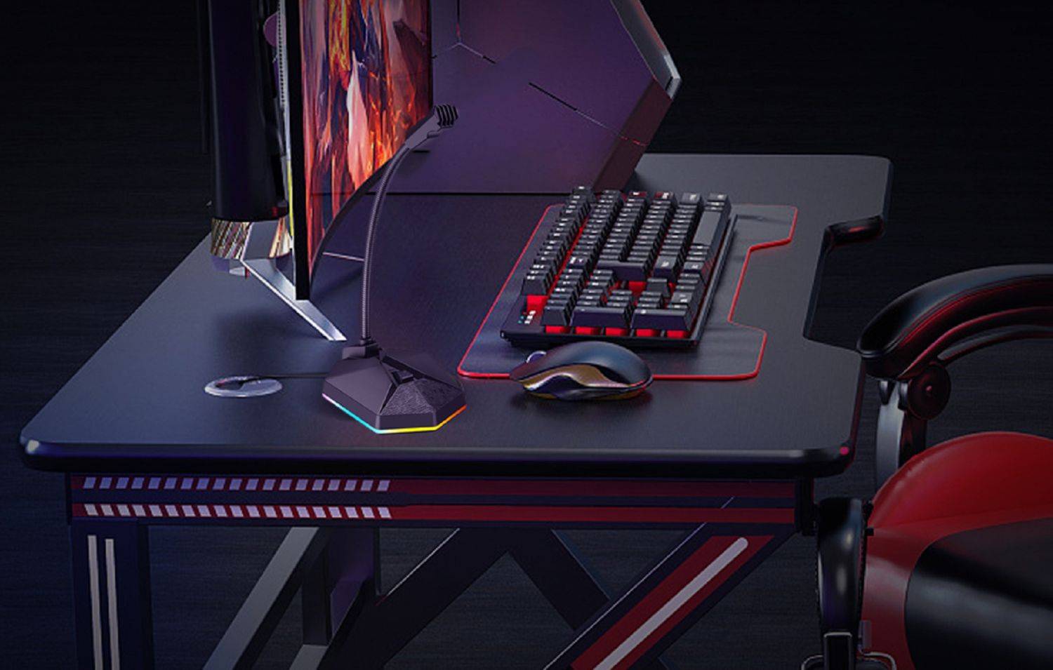 Havit GK57 RGB-Hintergrundbeleuchtung Gaming Mikrofon USB-Schnittstelle Plug&Play-System Schwarz