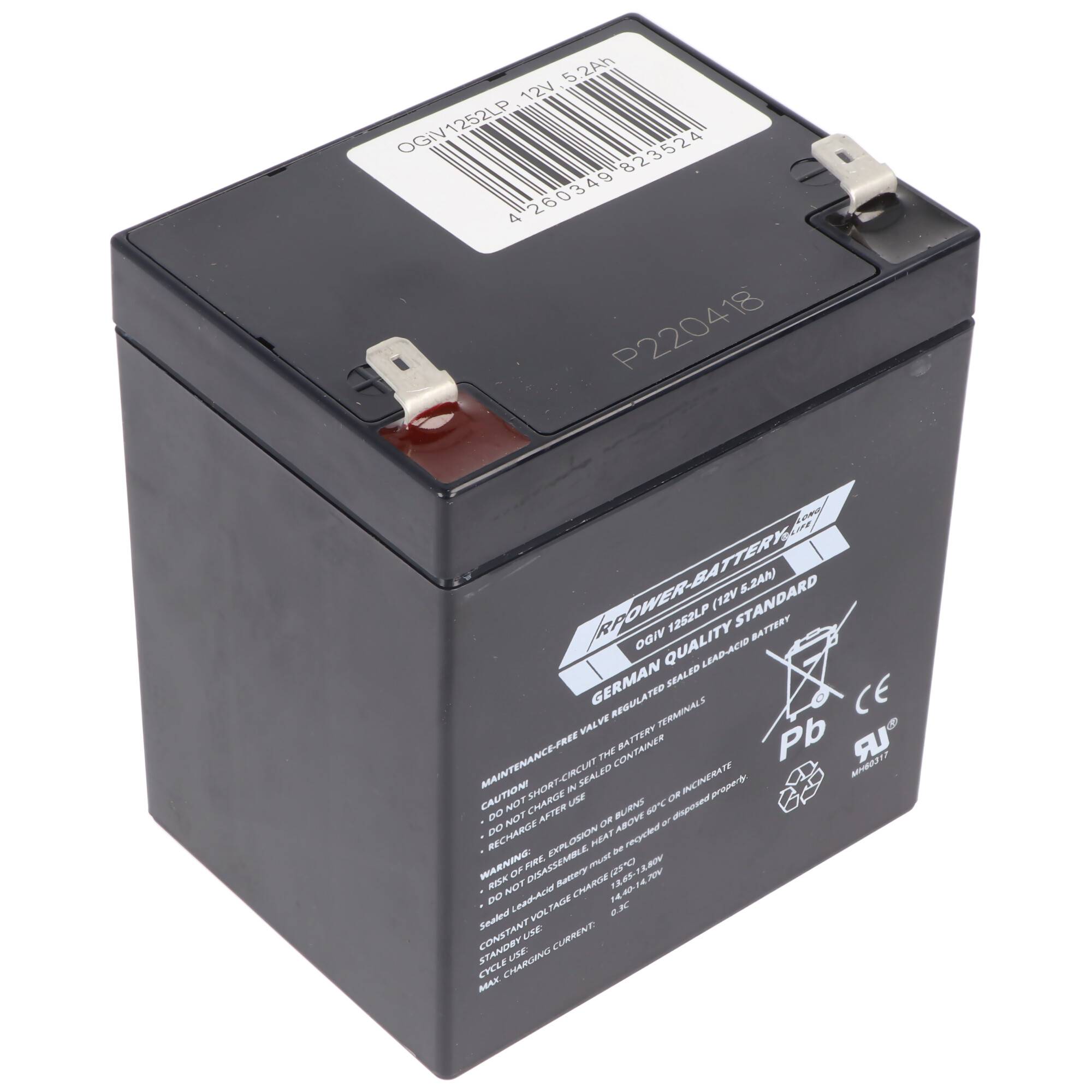 RPower OGiV1252LP 12V 5,2Ah Longlife Bleiakku AGM Blei Gel Akku