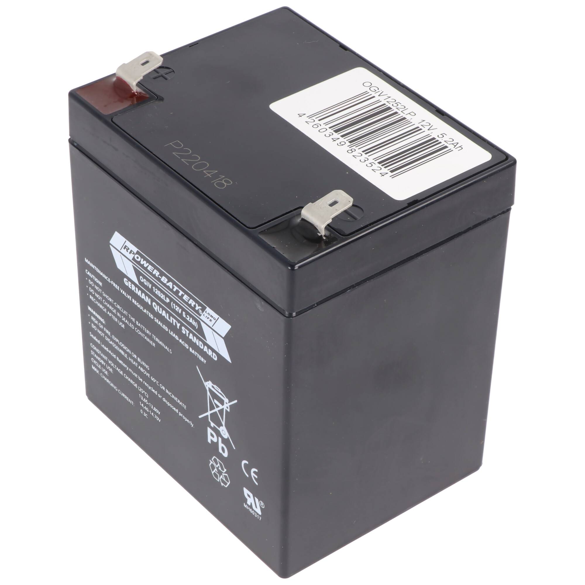 RPower OGiV1252LP 12V 5,2Ah Longlife Bleiakku AGM Blei Gel Akku