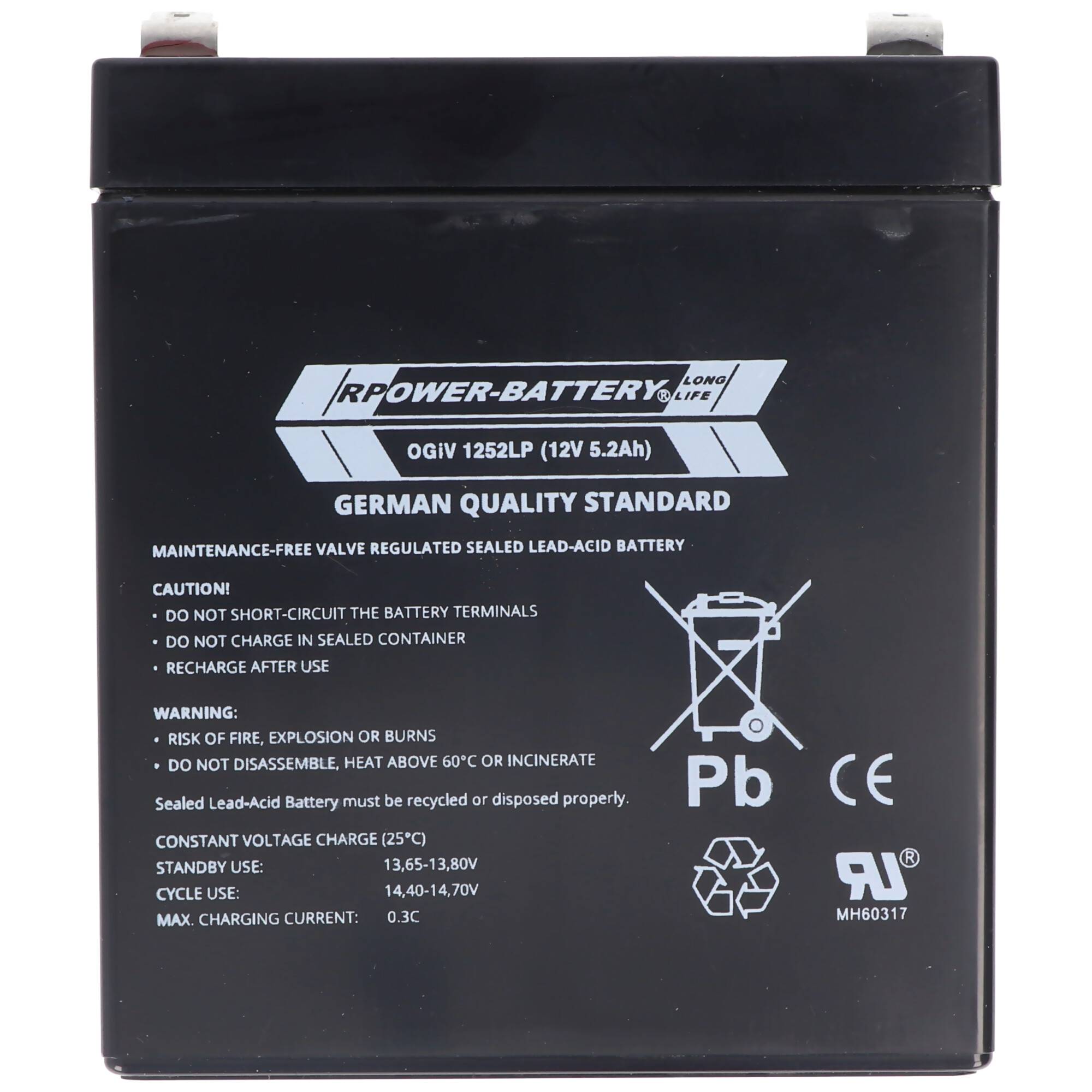 RPower OGiV1252LP 12V 5,2Ah Longlife Bleiakku AGM Blei Gel Akku