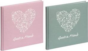 PAGNA Gästebuch ''Guests & Friends'', 144 Seiten, rosé Stoffeinband mit Weißprägung, mit weißem Lesezeichenband