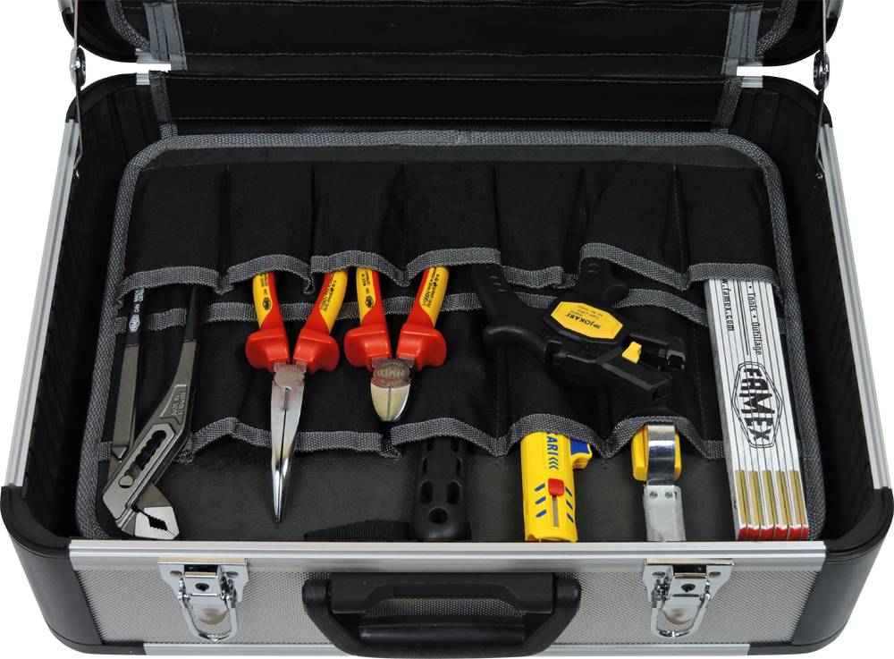FAMEX 436-10 Elektriker Werkzeugkoffer mit Profi Werkzeug Set - PROFESSIONAL
