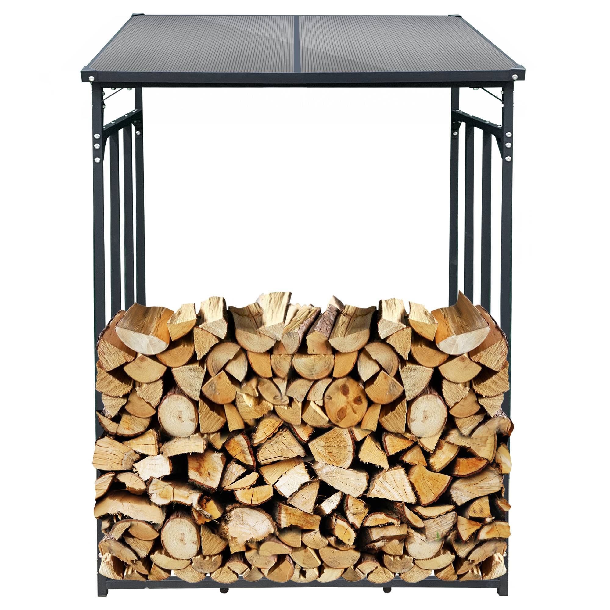 SCHMIDT security tools Kaminholzregal 130x70x185cm Aluminium Anthrazit Brennholzregal Holzstappelhilfe Holzunterstand 1,6 m³ Holz-Regal