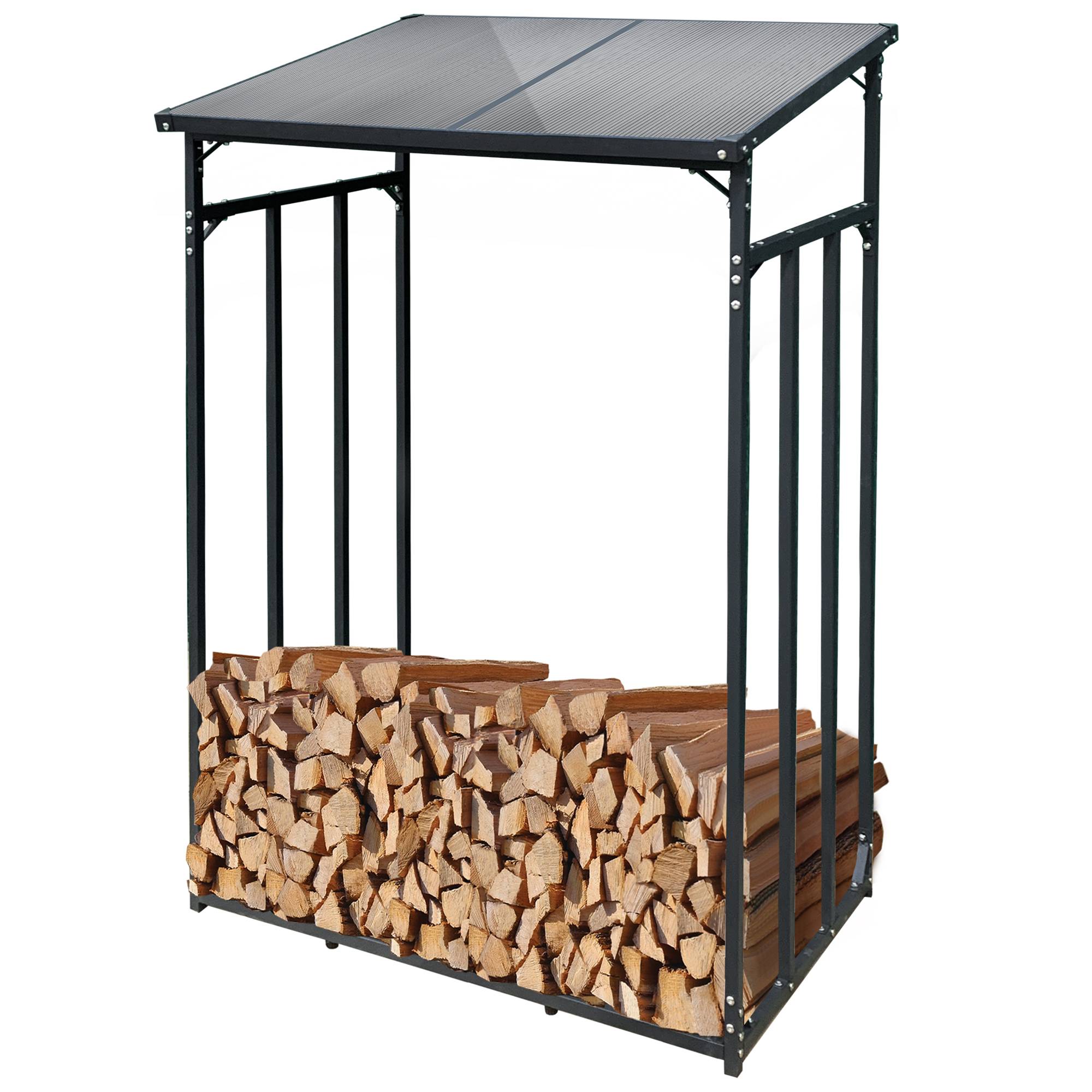 SCHMIDT security tools Kaminholzregal 130x70x185cm Aluminium Anthrazit Brennholzregal Holzstappelhilfe Holzunterstand 1,6 m³ Holz-Regal