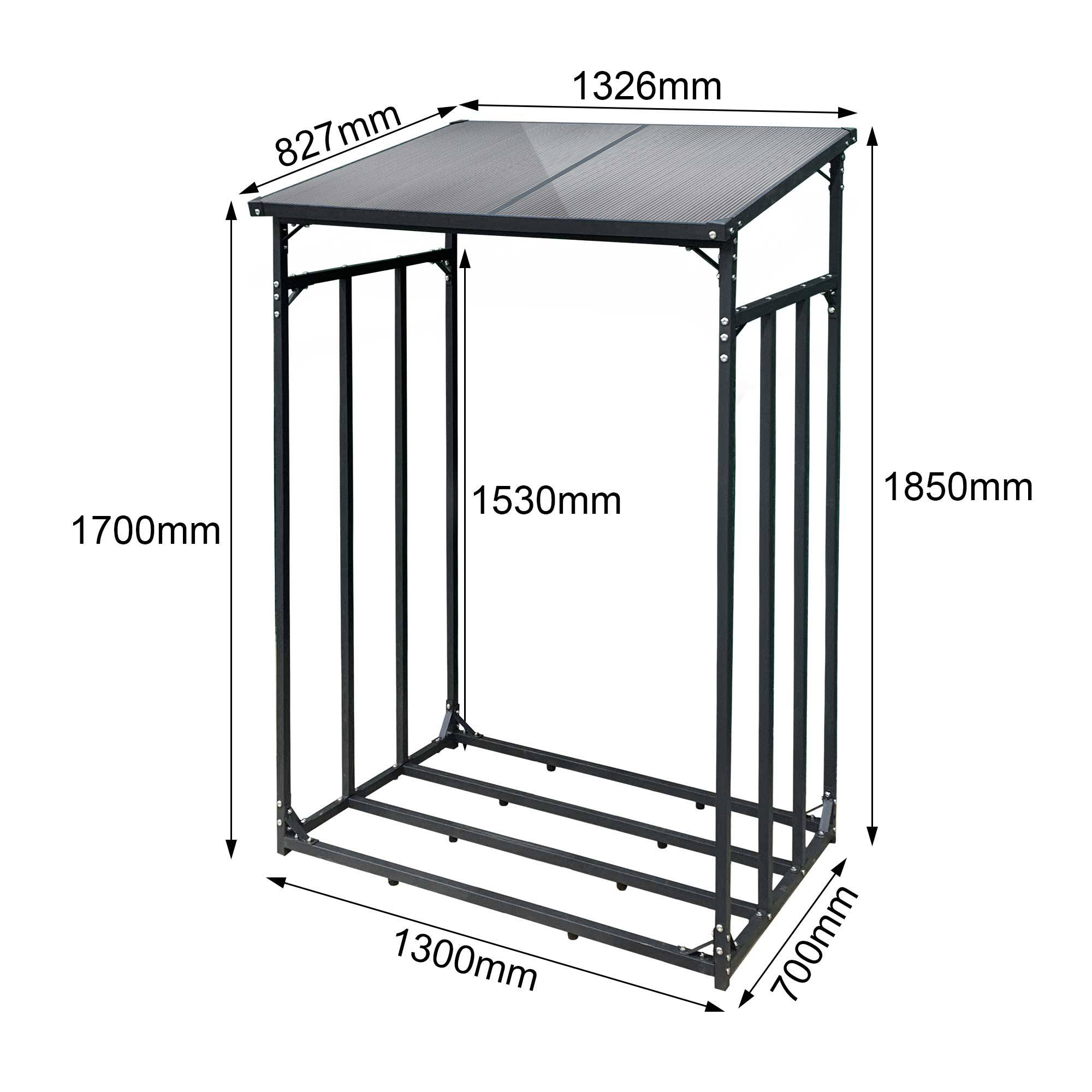 SCHMIDT security tools Kaminholzregal Außen 130x70x185 cm Stahl mit Dach