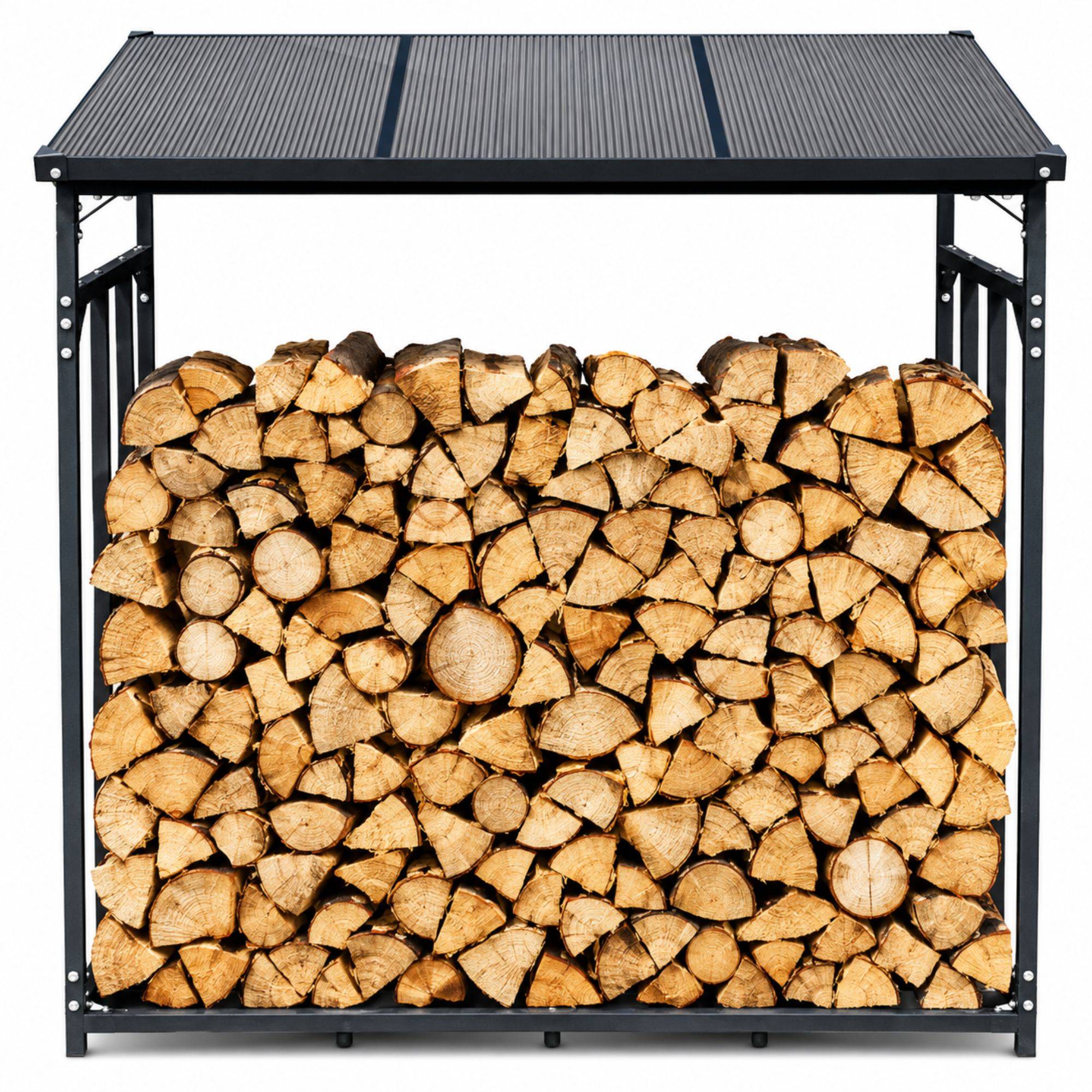 SCHMIDT security tools Kaminholzregal 143x70x145cm Aluminium Anthrazit Brennholzregal Holzstappelhilfe Holzunterstand 1,4 m³ Holz-Regal
