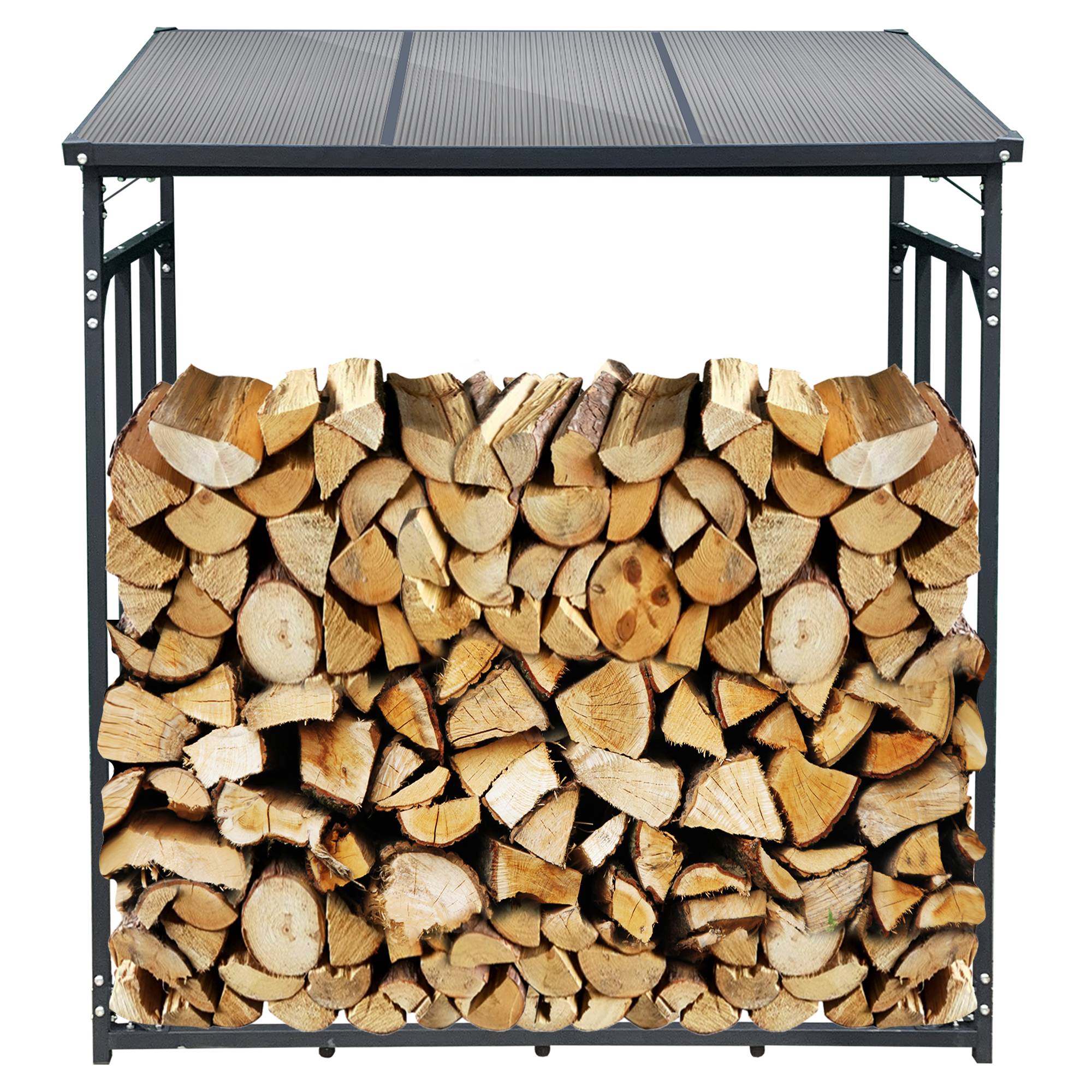 SCHMIDT security tools Kaminholzregal 143x70x145cm Aluminium Anthrazit Brennholzregal Holzstappelhilfe Holzunterstand 1,4 m³ Holz-Regal