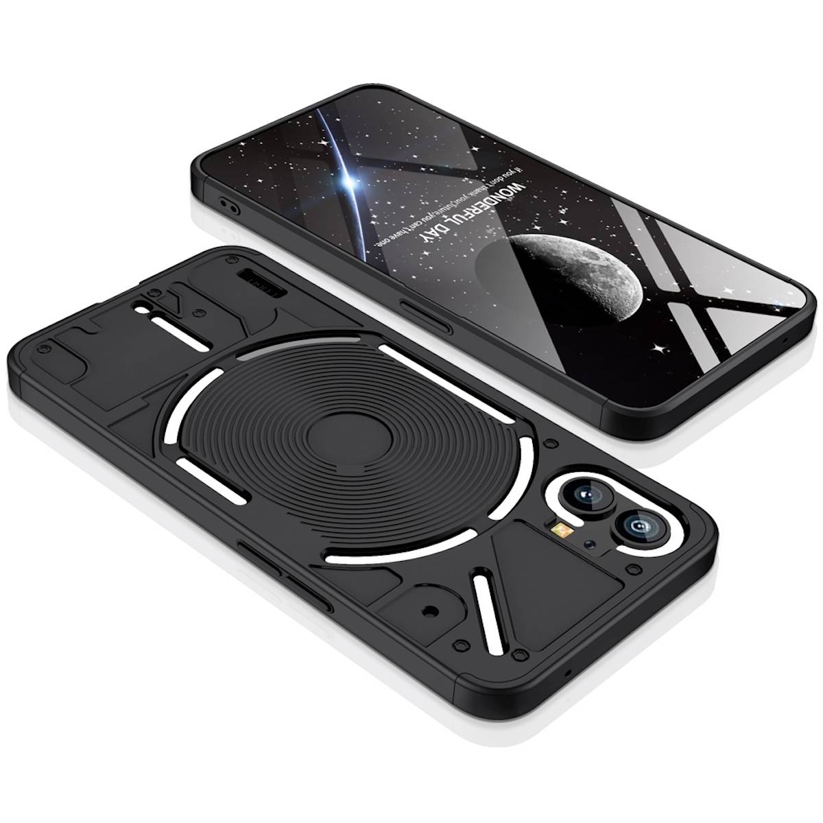 Für Nothing Phone 1 Kunststoff PC Case Design Tasche Hülle Schwarz