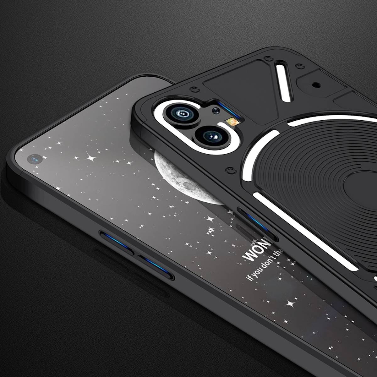 Für Nothing Phone 1 Kunststoff PC Case Design Tasche Hülle Schwarz