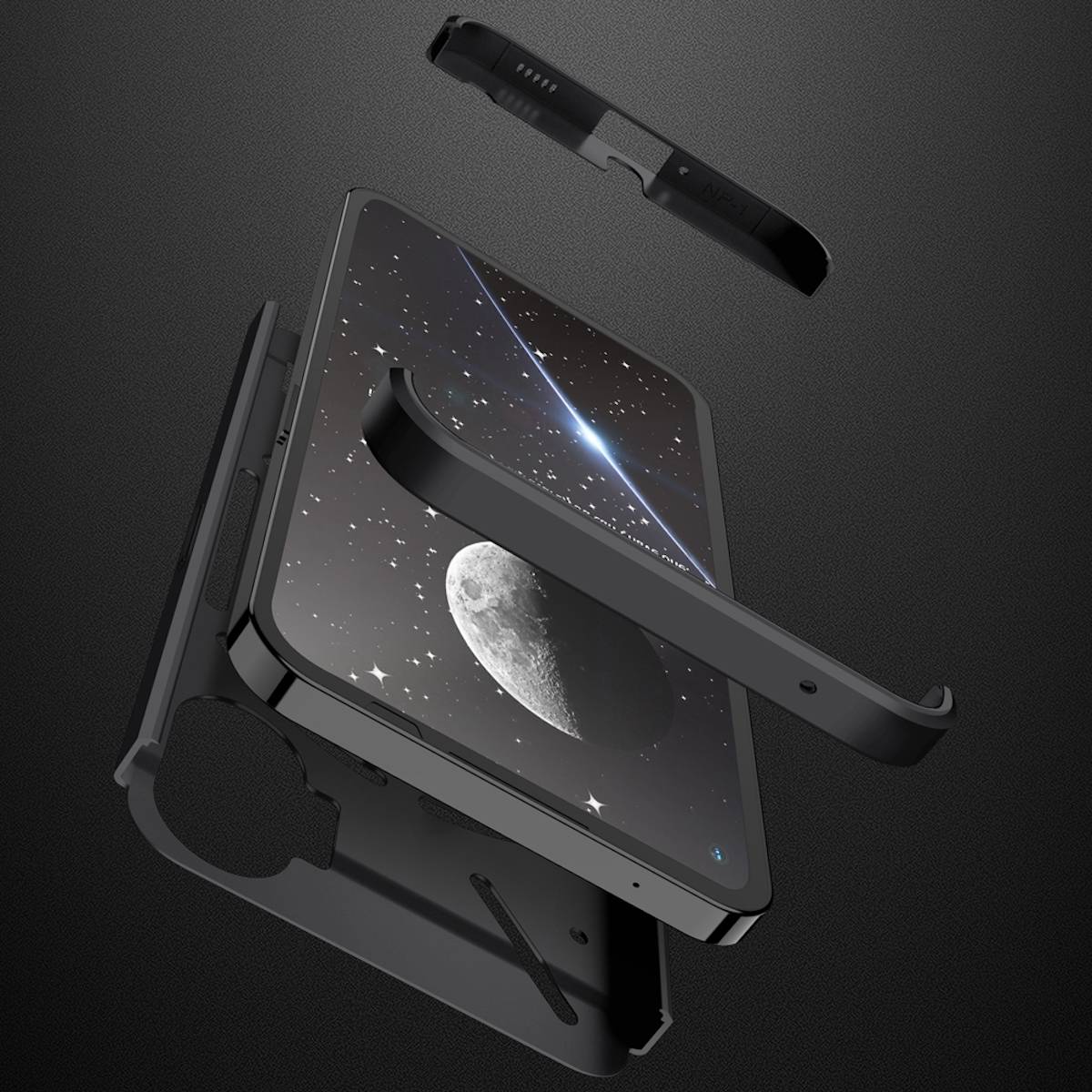 Für Nothing Phone 1 Kunststoff PC Case Design Tasche Hülle Schwarz