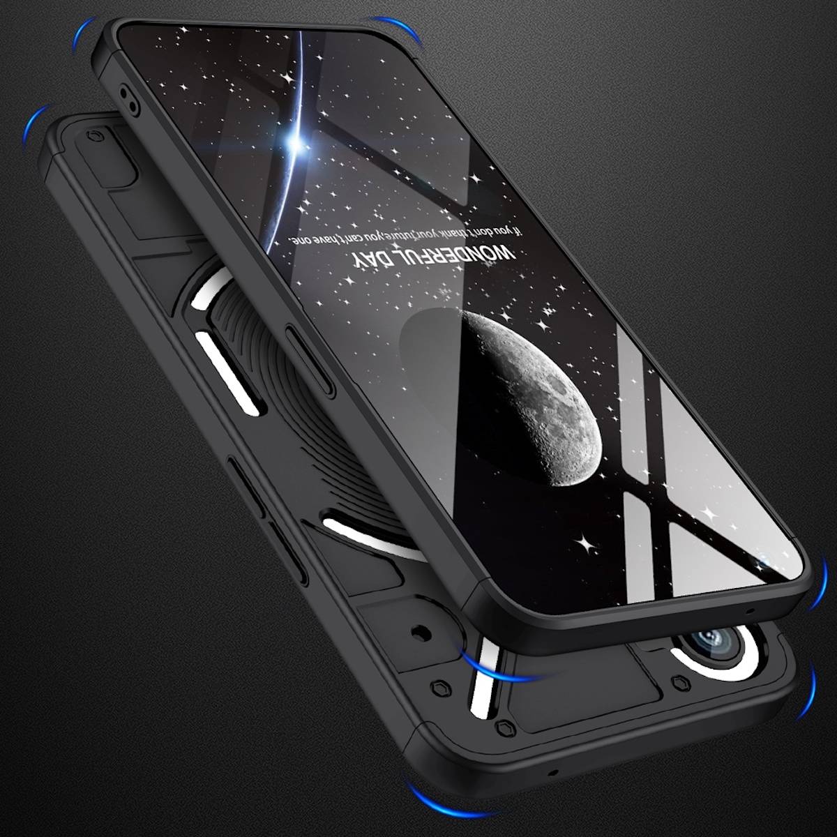 Für Nothing Phone 1 Kunststoff PC Case Design Tasche Hülle Schwarz