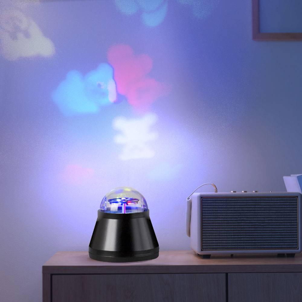 Tischlampe Tischleuchte Wohnzimmerlampe, Dekoleuchte mit Bären, Bunte Kinderlampe, Projektionslicht, schwarz, 1x LED 4 Watt, DxH 10x10,5 cm, 3er Set