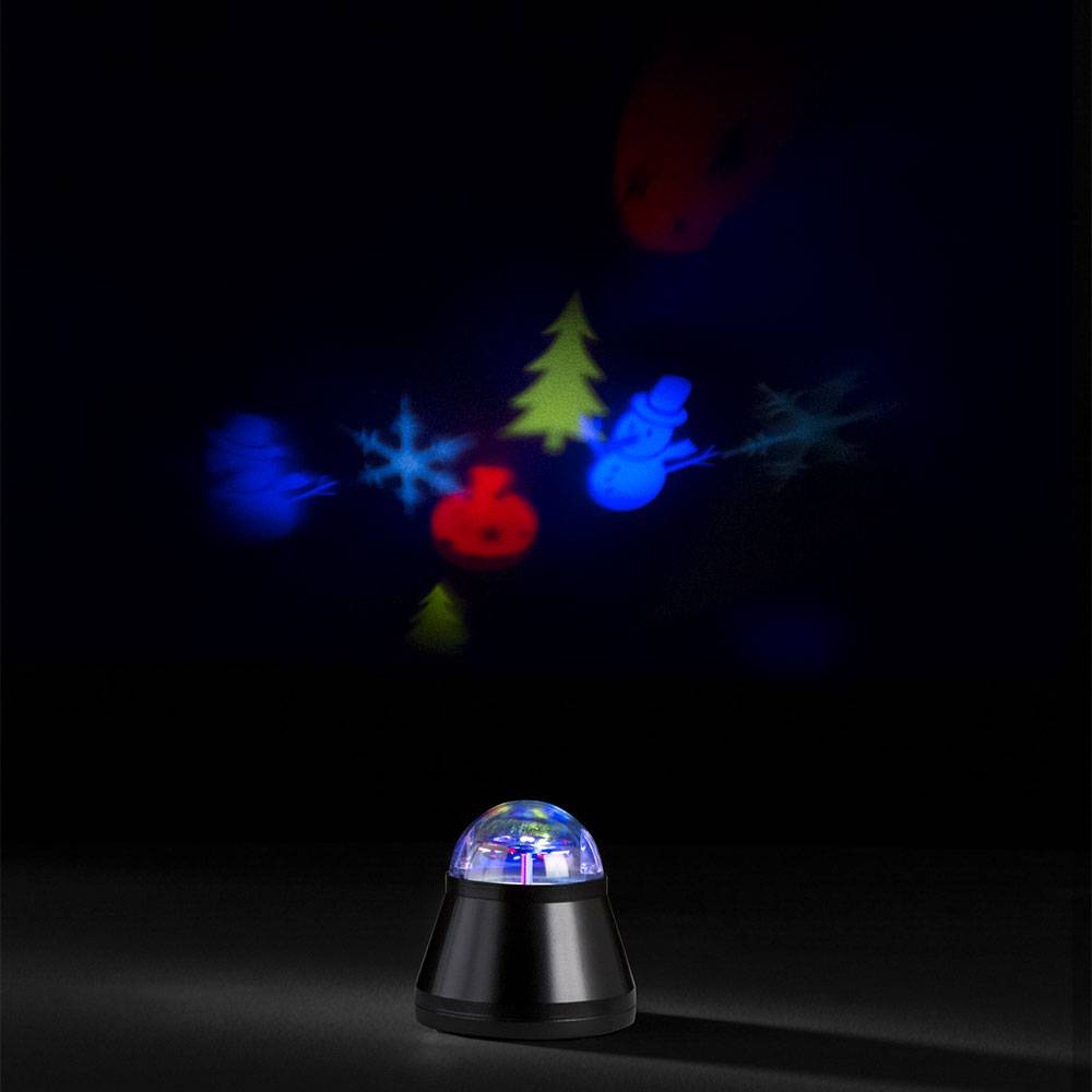 Tischleuchte Tischlampe Schlafzimmerleuchte, Kinderlampe mit bunten Motiven, Projektionslicht, Dekoleuchte, schwarz, LED 4 W, DxH 10x10,5 cm, 3er