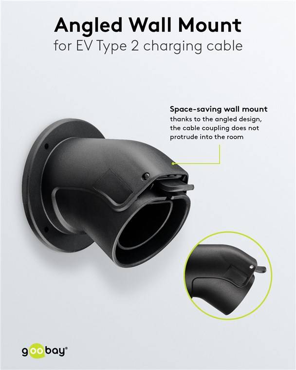 goobay Wandhalterung abgewinkelt für Typ-2-Ladekabel Elektrofahrzeug