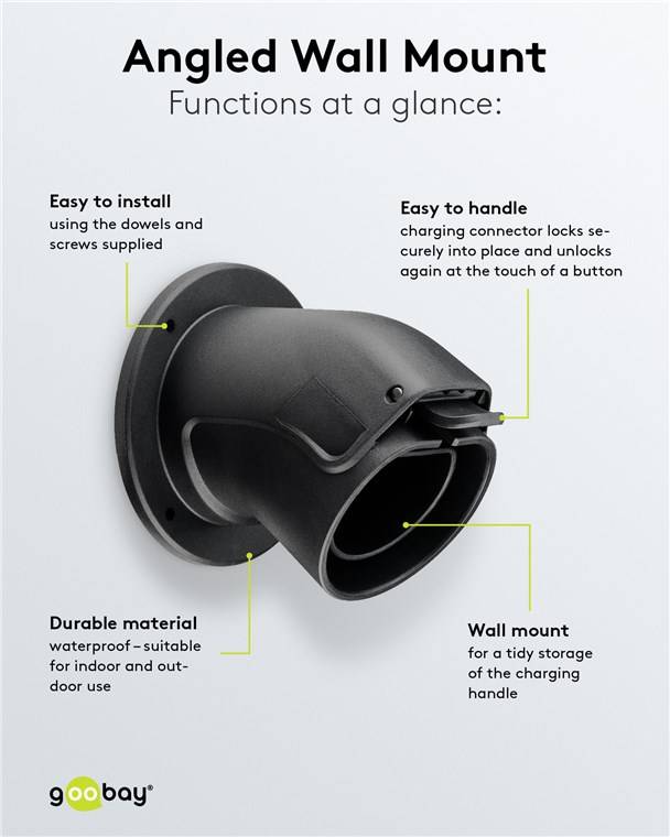 goobay Wandhalterung abgewinkelt für Typ-2-Ladekabel Elektrofahrzeug