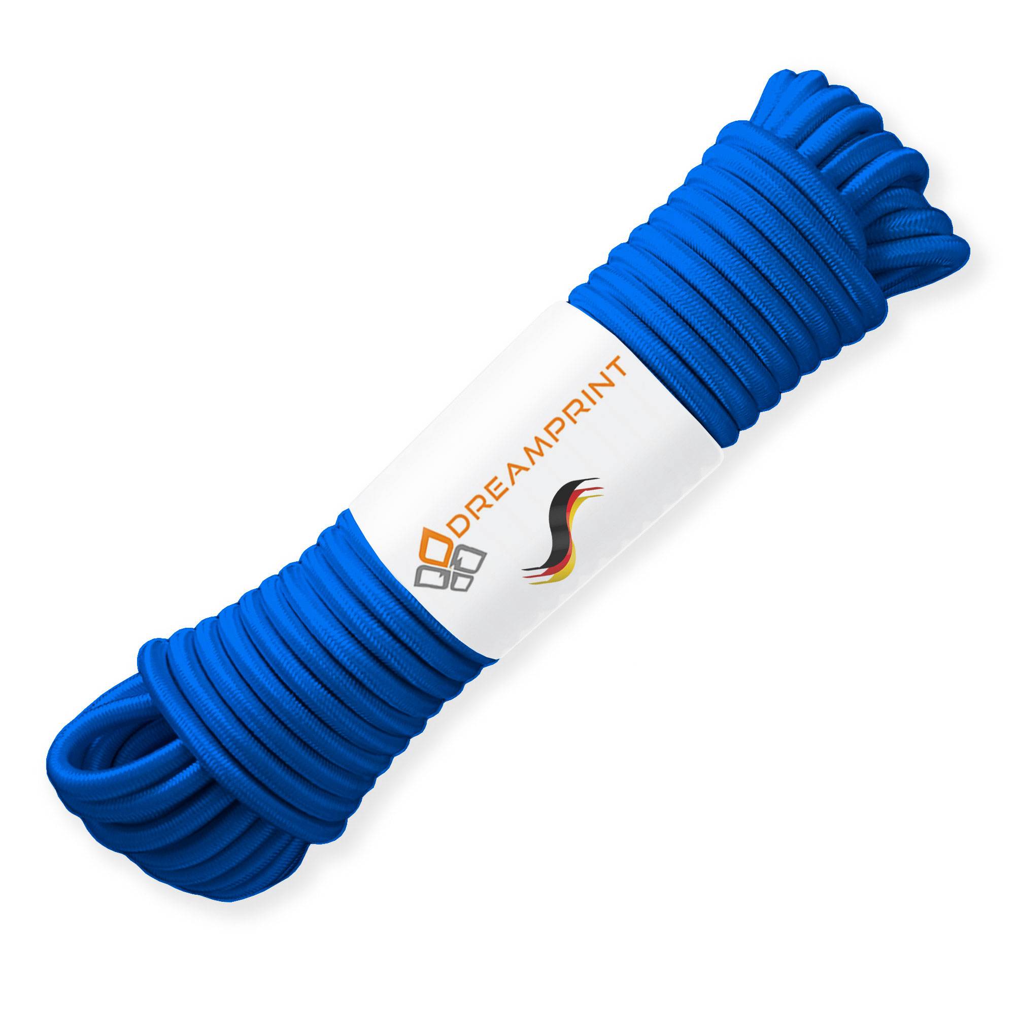 Dreamprint Expanderseil 30m Blau 6mm Ø – Gummiseil, Planenseil, elastisches Seil für Innen & Außen – Wetterfest & Reißfest – Ideal für Ladu