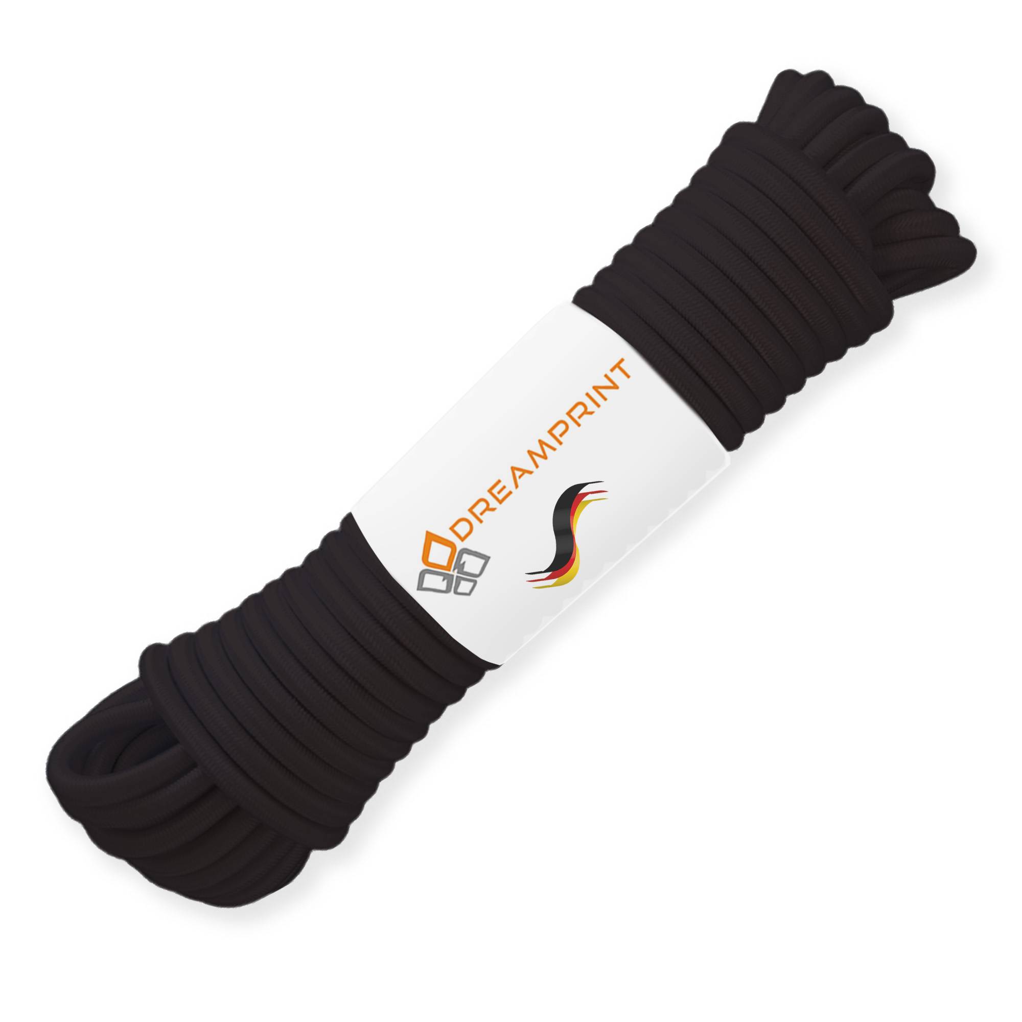 Dreamprint Expanderseil 20m Schwarz 10mm Ø – Gummiseil, Planenseil, elastisches Seil für Innen & Außen – Wetterfest & Reißfest – Ideal für