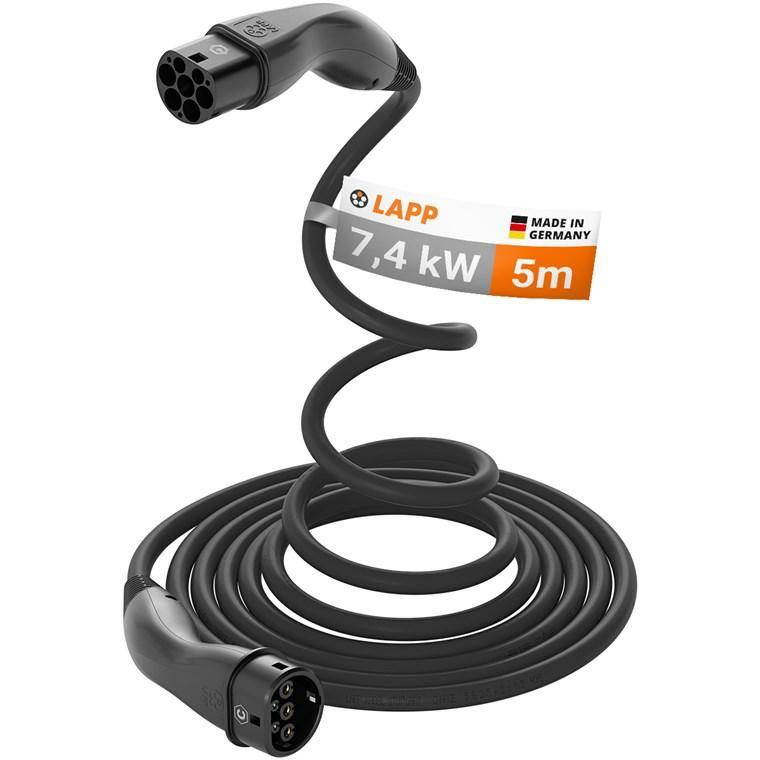 LAPP MOBILITY HELIX Komfort-Ladekabel Typ 2, bis zu 7,4 kW, 5 m, schwarz