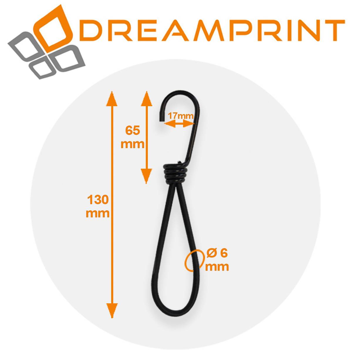 Dreamprint Expanderschlinge mit Haken 50 Stück / 13 cm | Expander mit Spiralhaken für Planen, Banner, Netze – Starke Spanngummis langlebig und wet