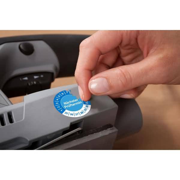 Prüfplaketten 20mm 8 Bogen/120 Etiketten 2025 blau