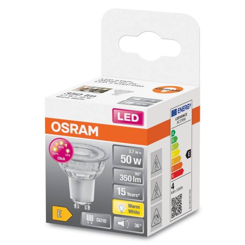 OSRAM HOMELIGHTING 4058075433182 LED EEK F (A - G) GU10 Reflektor 3.7W = 50W Warmweiß (Ø x L) 50mm x 54mm 1St.