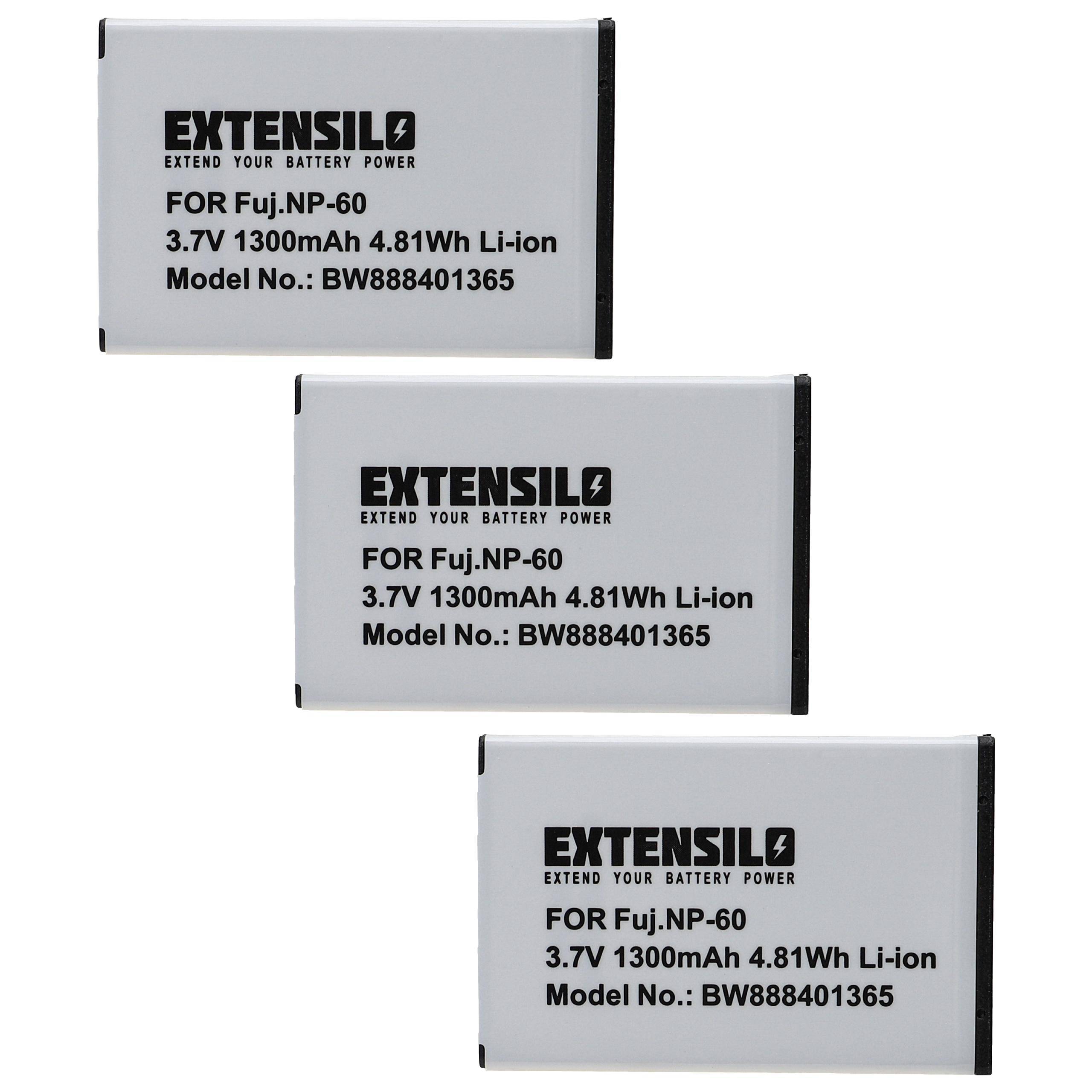 EXTENSILO 3x Akku kompatibel mit Roadster DSC-521, DXG-521 Kamera (1300 mAh, 3,7 V, Li-Ion)