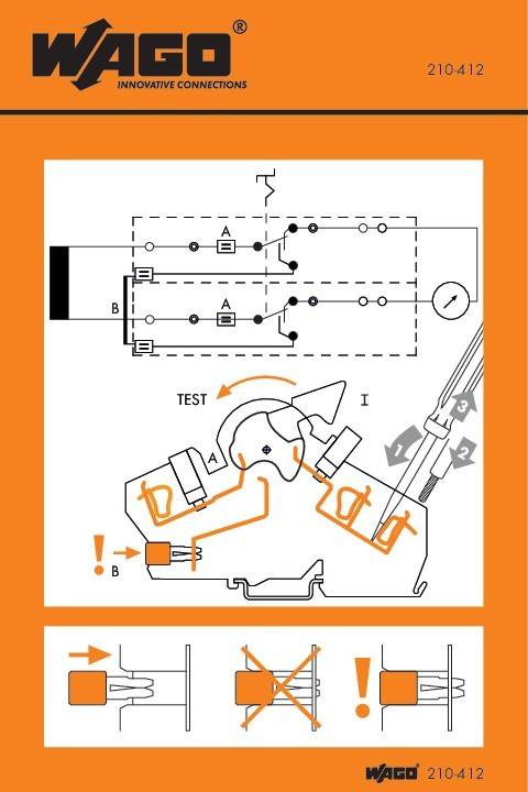 Schematische Darstellung einer Testschaltung mit beschrifteten Komponenten und Verbindungen, die die korrekte Platzierung der Messsonden für Strommessung zeigt.