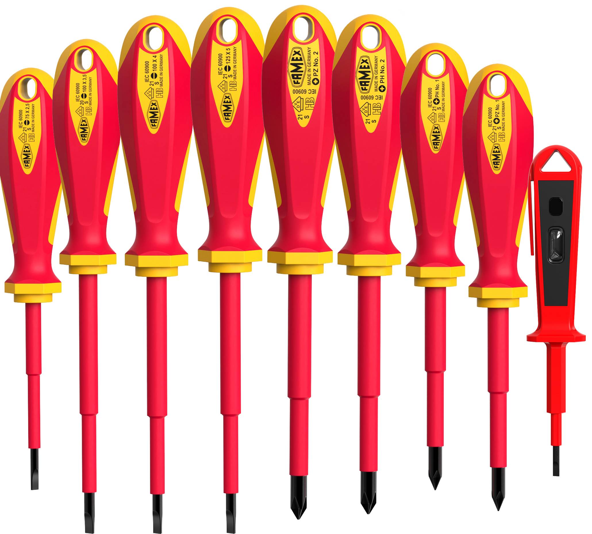 Elektriker VDE Schraubendreher Satz FAMEX 7734-9 - PROFESSIONAL, aus deutscher Produktion