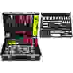 FAMEX 744-48 Alu Werkzeugkoffer gefüllt mit Werkzeug - Komplett Set mit Steckschlüssel Satz