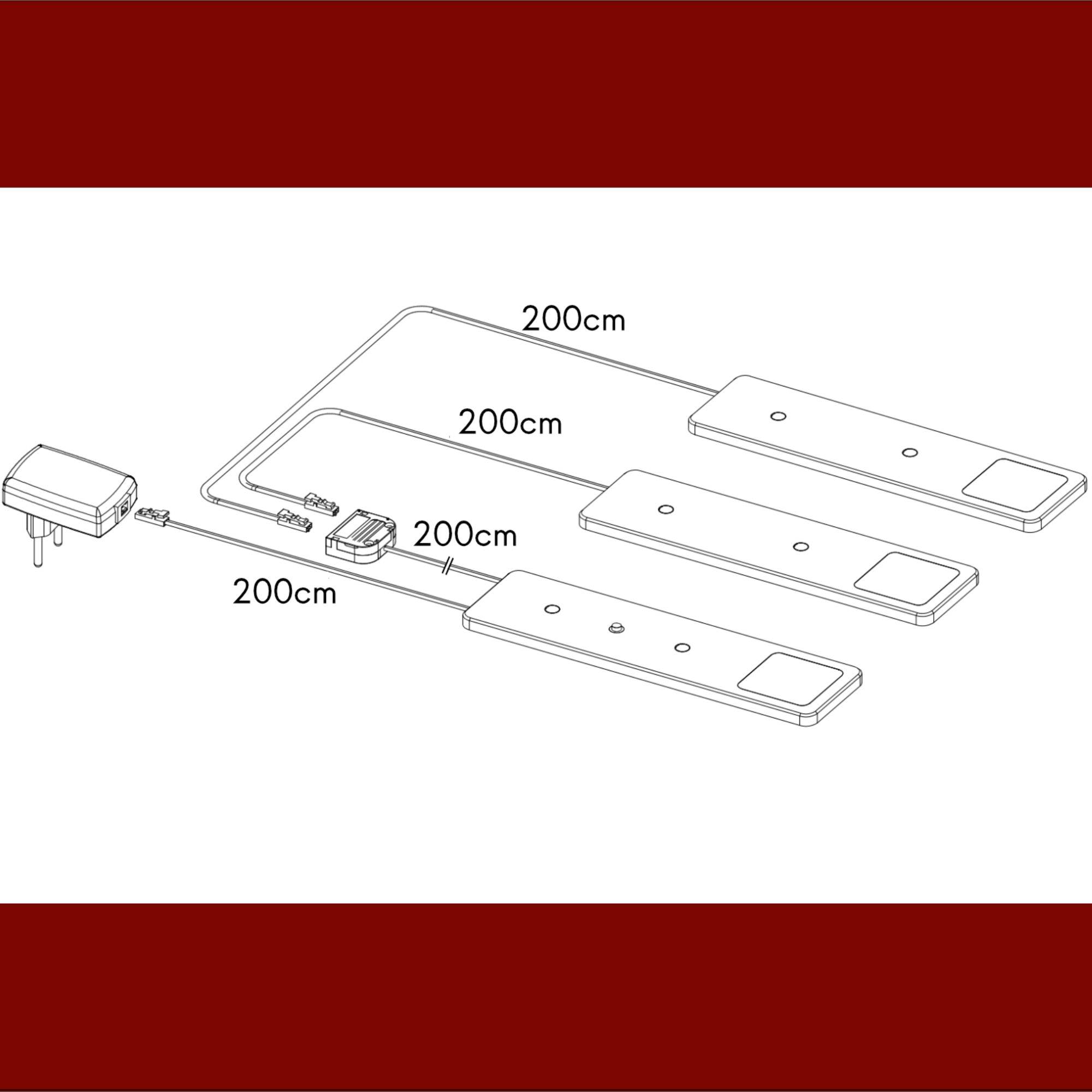 kalb | LED Unterbauleuchte Solid2, SET silbergrau, mech. Schalter, 3W