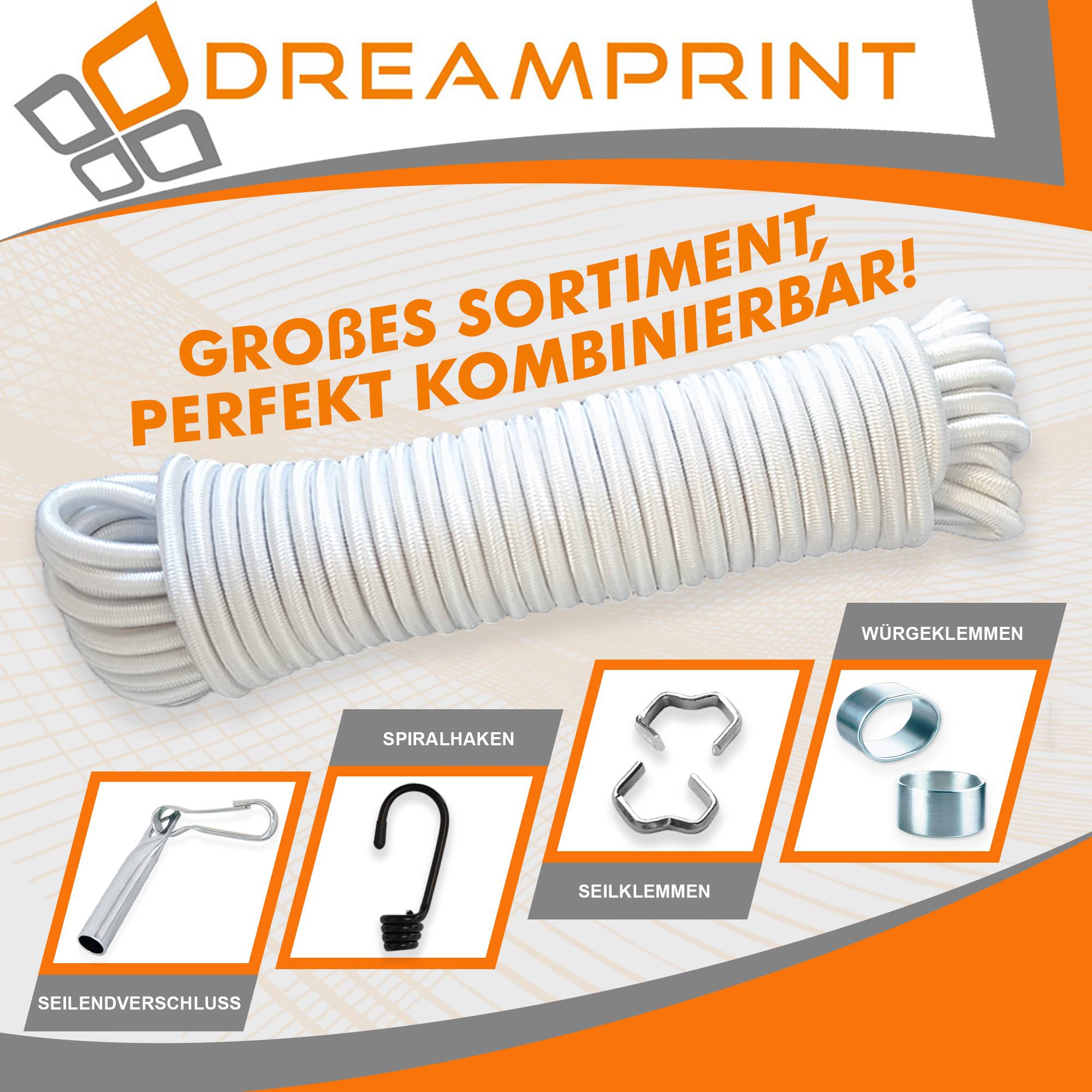 Dreamprint 10x Würgeklemme 12mm Klemme Pressklemme Expanderseil Planenseil Gummiseil Seil Seilklemme Stahl verzinkt