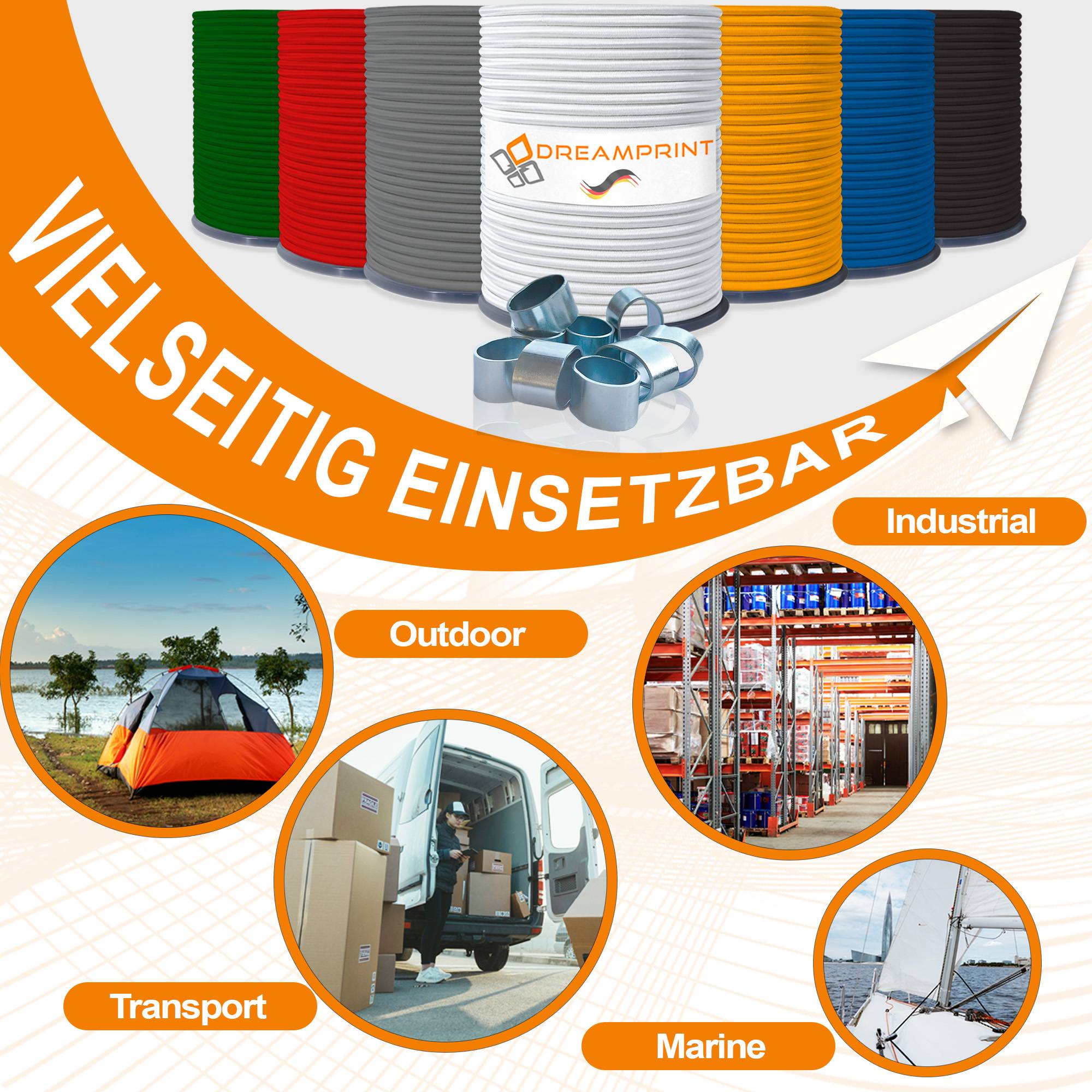 Dreamprint 10x Würgeklemme 6mm Klemme Pressklemme Expanderseil Planenseil Gummiseil Seil Seilklemme Stahl verzinkt