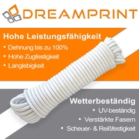 Dreamprint Expanderseil 10m Weiß 8mm Ø – Gummiseil, Planenseil, elastisches Seil für Innen & Außen – Wetterfest & Reißfest – Ideal für Lad Dreamprint Expanderseil 10m Weiß 8mm Ø – Gummiseil, Planenseil, elastisches Seil für Innen & Außen – Wetterfest & Reißfest – Ideal für Lad