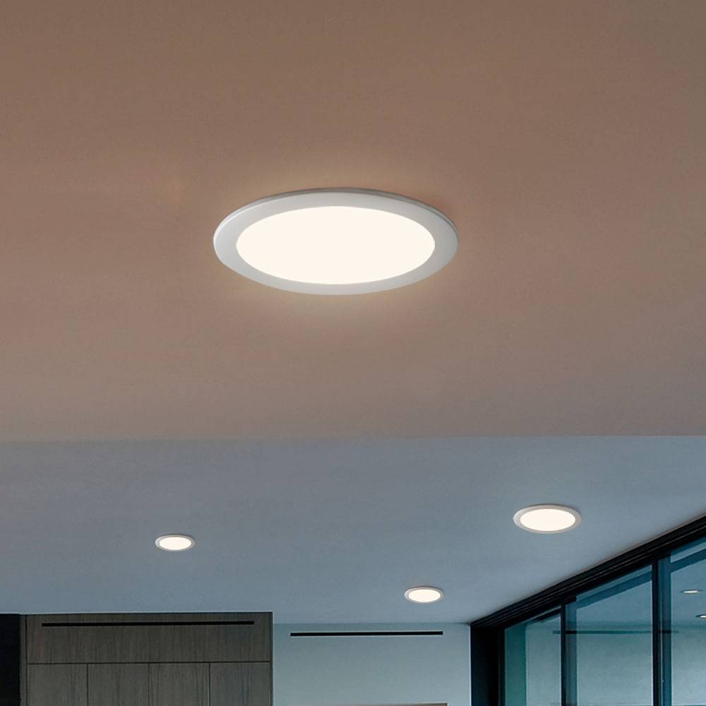 LED Einbaustrahler flach Deckenlampe LED Panel quadratisch Einbau Deckenstrahler, rund, Aluminium, weiß, 1x LED 12W 1160lm 4000K neutralweiß, DxH 17