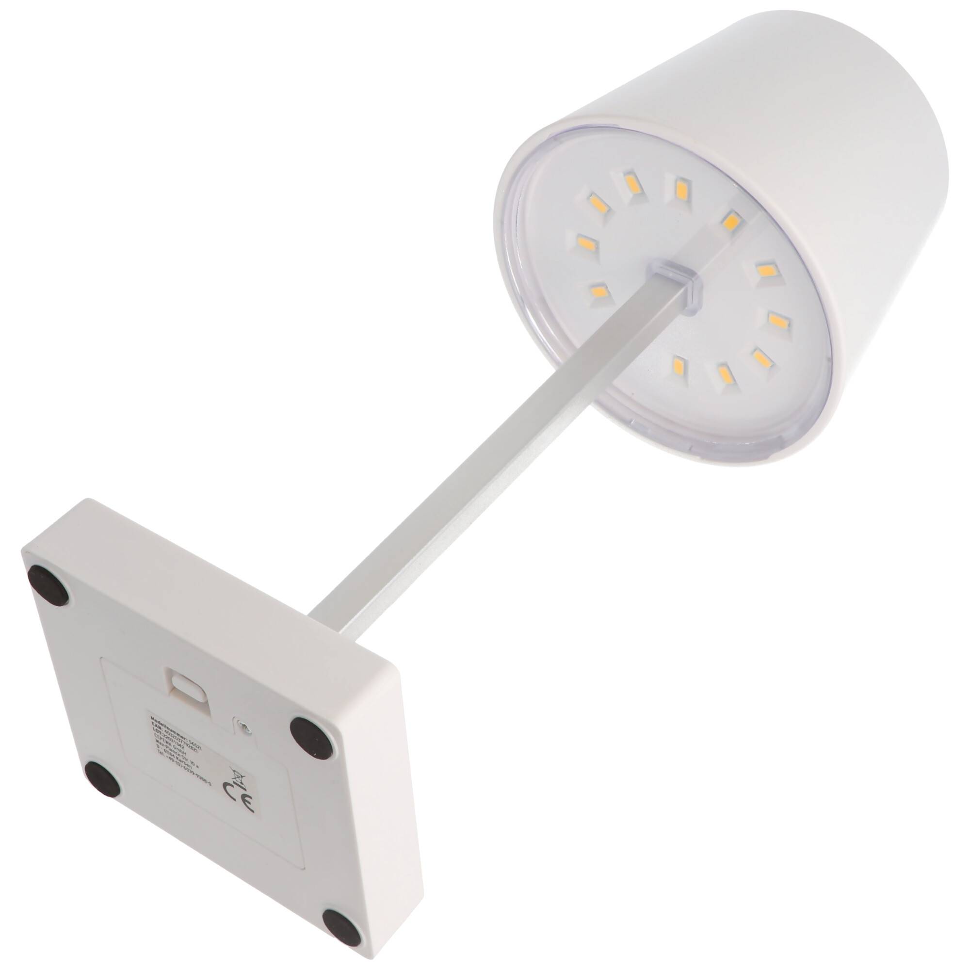 LED-Tischleuchte weiß mit Touchfunktion, warm weiß, mit 3x AAA Micro LR03 Batterie