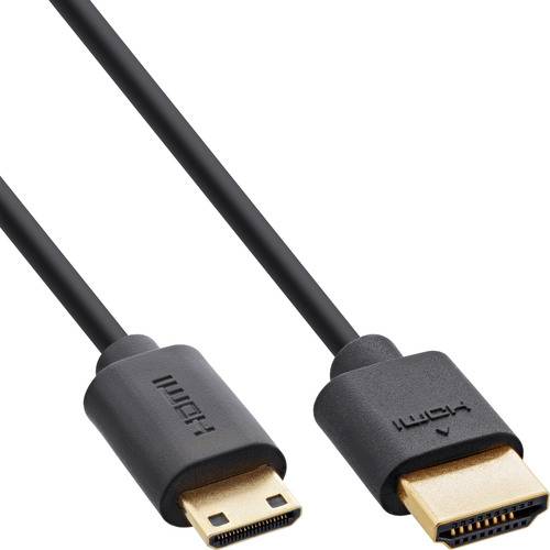 Ein HDMI-Kabel mit einem Standard-Stecker auf der einen Seite und einem Micro-Stecker auf der anderen Seite, das zum Verbinden von Geräten mit Displays verwendet wird.