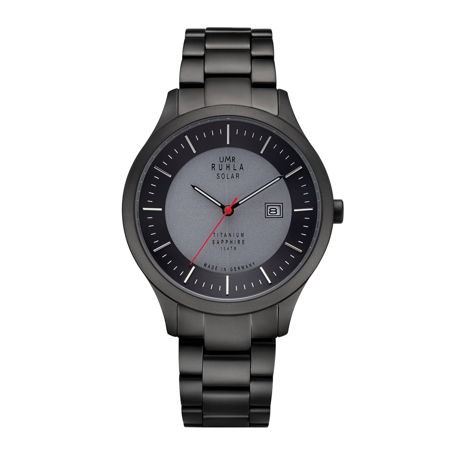 UMR RUHLA Herren-Armbanduhr 95952M, Solar, Titan, Datumsanzeige, 10 bar