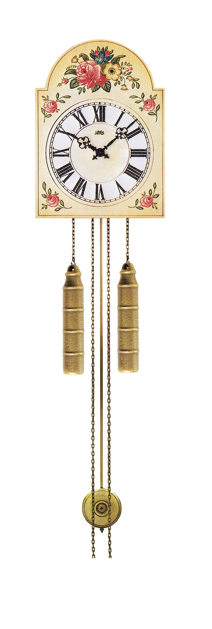 AMS AMS Pendelwanduhr Bauernstil, handbemalt mit 8-Tage Kettenzugwerk
