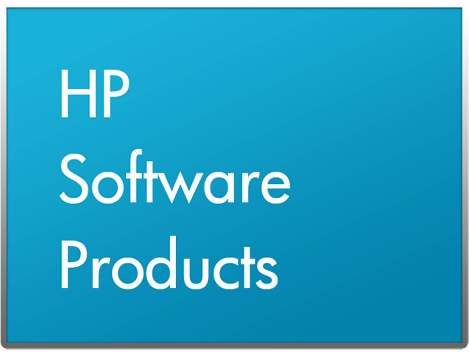 Blaues Schild mit der Aufschrift „HP Software Products