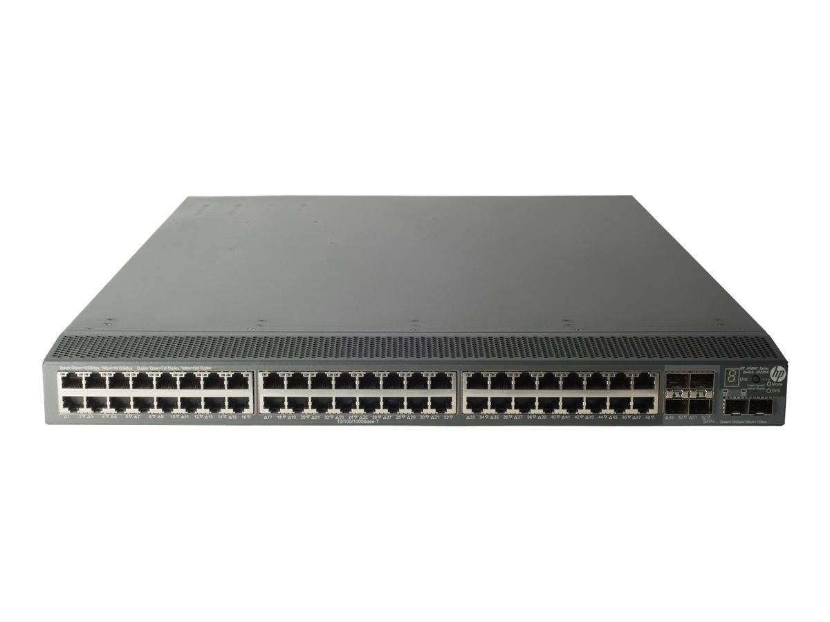 Frontansicht eines Rack-Mount-Netzwerk-Switches mit mehreren Ethernet-Anschlüssen auf weißem Hintergrund