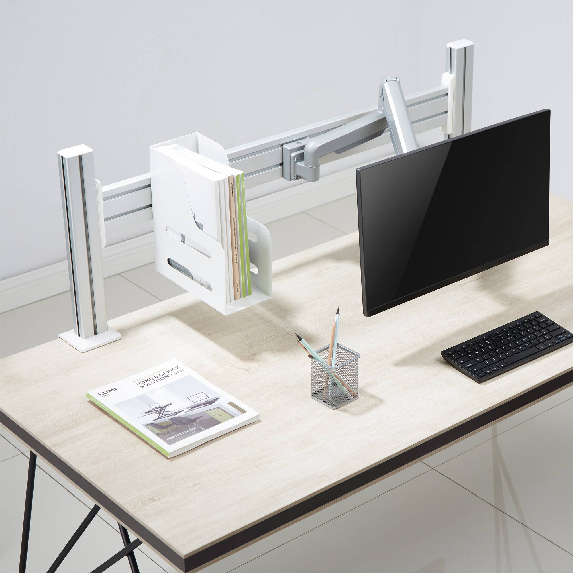 INLINE - Slatwall Monitorhalterung lang - weiß