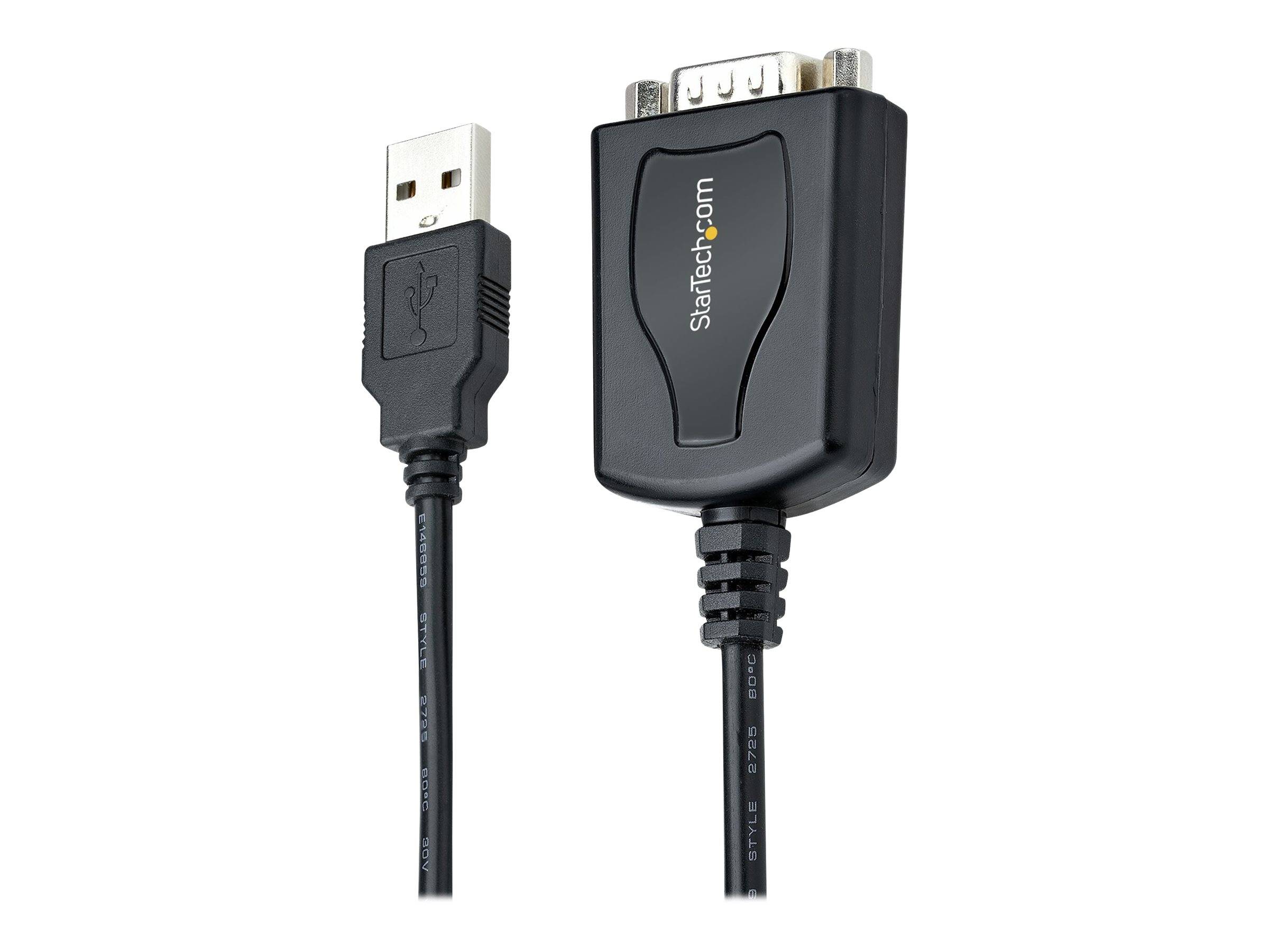 StarTech.com 3ft (1m) USB to Serial Cable with COM Port Retention, DB9 Male RS232 to USB Converter, Straight Through USB