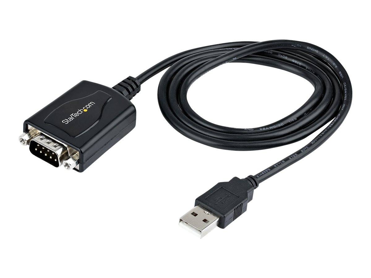 StarTech.com 3ft (1m) USB to Serial Cable with COM Port Retention, DB9 Male RS232 to USB Converter, Straight Through USB