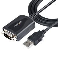 StarTech.com 3ft (1m) USB to Serial Cable with COM Port Retention, DB9 Male RS232 to USB Converter, Straight Through USB