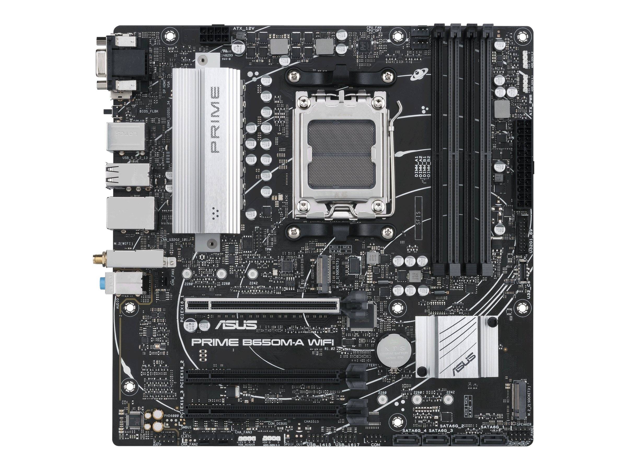 ASUS Prime B650M-A WIFI - Motherboard - micro ATX - Socket AM5 - AMD B650 Chipsatz - USB 3.2 Gen 1, USB 3.2 Gen 2, USB-C
